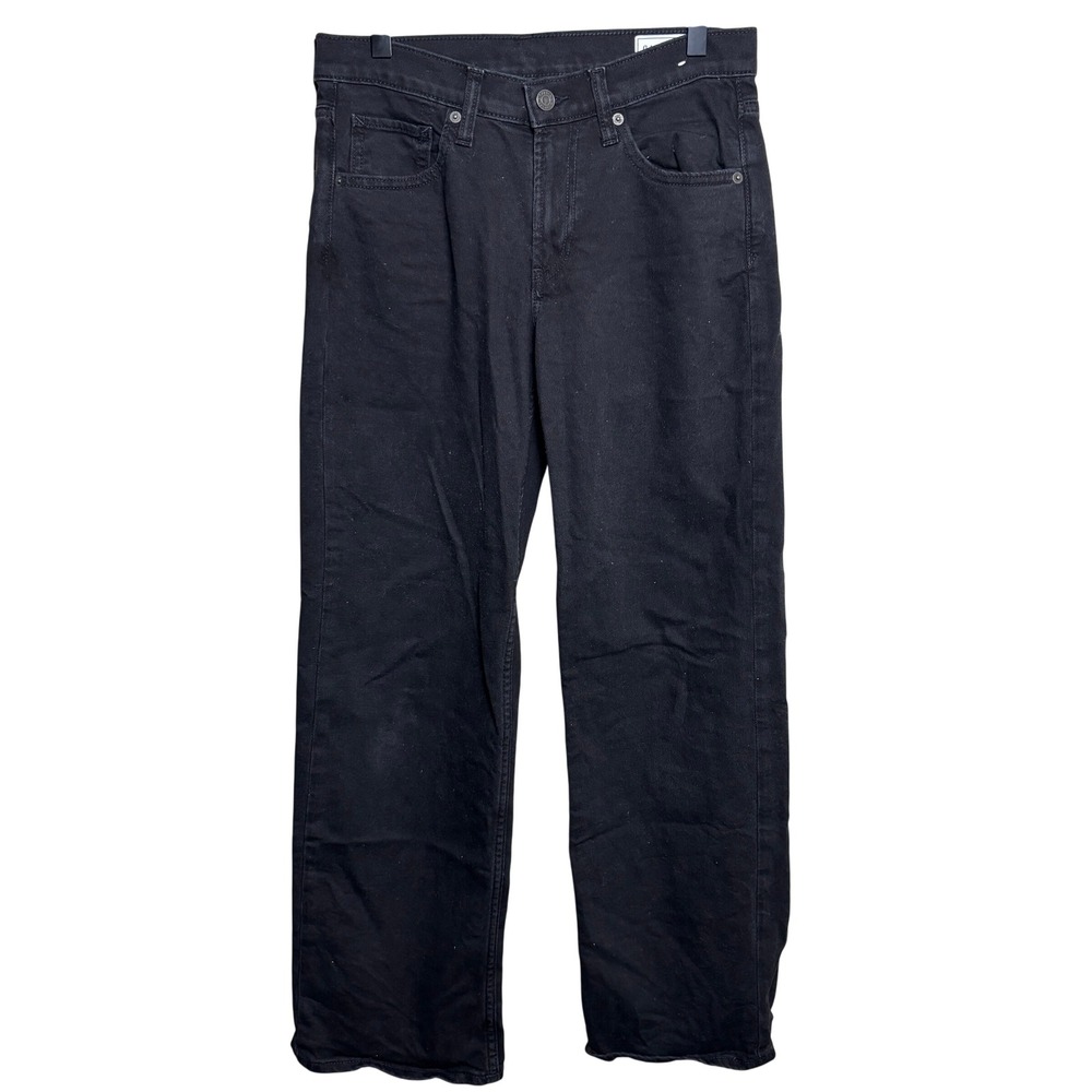 Gap Black Dark‎ Wash '90s Loose Low Rise Stretch Straight Leg Jeans Womens 25